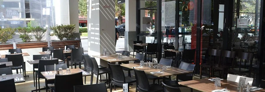 Outdoor seating area at Maranellos Restaurant Maroubra