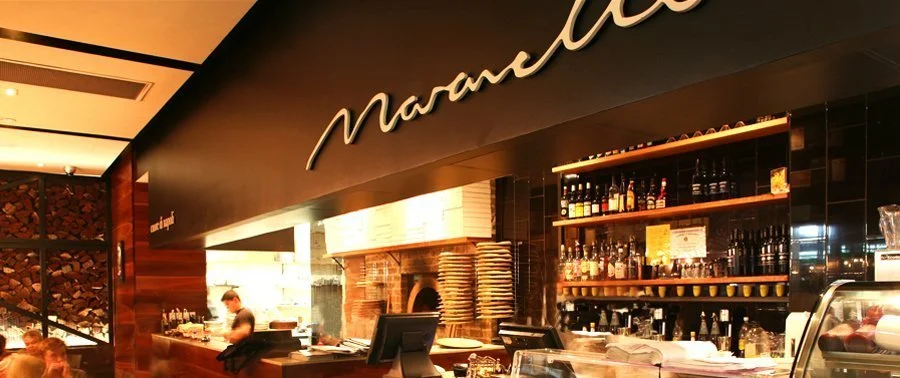 Pizza making area at Maranellos Maroubra